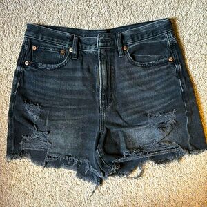 American Eagle charcoal black high waisted jeans shorts, size SIX.